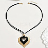 Alloy Heart Pendant Black Cord Necklaces FS-WG3AB90-04-1