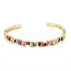 Brass Micro Pave Colorful Cubic Zirconia Cuff Bangle BJEW-T020-01-NF-1