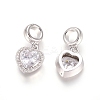 Brass Micro Pave Cubic Zirconia European Dangle Charms ZIRC-E163-18P-1