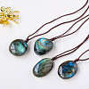 Nuggets Natural Labradorite Pendant Adjustable Cord Necklaces FS-WG568C8-01-3