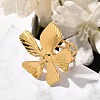 Flower 304 Stainless Steel Open Cuff Ring for Women RJEW-R006-03G-01-2