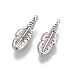 Tibetan Style Alloy Feather Pendants LS-TIBEP-0377-AS-LF-2