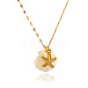Ocean Theme Natural Shell & 304 Stainless Steel Pendant Dapped Chain Necklaces for Women FS-WG58500-13-1