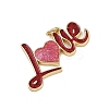 Word Love Theme Brass Enamel Pendants KK-B150-19G-02-2