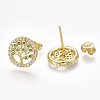Brass Micro Pave Cubic Zirconia Ear Studs EJEW-S201-100-2