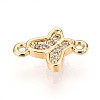 Brass Micro Pave Clear Cubic Zirconia Connector Charms KK-T075-29G-2