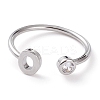 Brass Micro Pave Clear Cubic Zirconia Cuff Rings RJEW-Z005-O-P-1