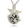 Silver Color Plated Brass Hollow Round Cage Pendants KK-J230-01S-2