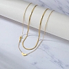 201 Stainless Steel Love Heart Pendant Double Layer Necklaces for Women NJEW-D307-03G-1