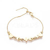 Adjustable Brass Beaded Slider Bracelets for Women BJEW-T022-19G-3