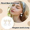 4 Pairs 4 Styles Alloy Enamel Bowknot & Plastic Pearl Dangle Stud Earrings with Sterling Silver Pins EJEW-AN0004-93-3