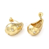Cubic Zirconia Teardrop with Moon Stud Earrings LS-EJEW-Z019-21G-2