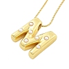 Brass & Plastic Pearl Letter Pendant Box Chain Necklaces for Women LS-NJEW-U017-01G-13-2