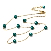 Stainless Steel & Imitation Pearl Round Link Chain Necklaces for Women WGE4439-06-3