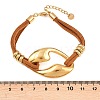 Velvet Cord & 304 Stainless Steel Charms Bracelets BJEW-H638-04G-3