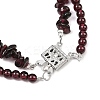 Natural Garnet Chip Beads Multi-strand Bracelet BJEW-JB07052-03-3