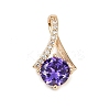 Brass Micro Pave Cubic Zirconia Pendants KK-E795-22KCG-02-1