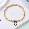 Brass Oval Charms Bracelets BJEW-B148-03C-05-3