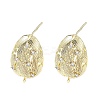Brass Micro Pave Clear Cubic Zirconia Stud Earring Findings KK-Z106-02G-02-1