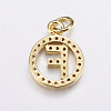 Long-Lasting Plated & Rack Plating Brass Micro Pave Cubic Zirconia Letter Charms X-ZIRC-A007-04F-G-2