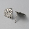 304 Stainless Steel Textured Geometry Stud Earring Findings with Hole STAS-WH0027-54M-3