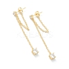 Brass Micro Pave Clear Cubic Zirconia Cable Chain Tassel Earrings EJEW-H125-12G-1
