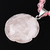 Natural Rose Quartz 4.5mm Round Beaded Flower Pendant Necklaces NJEW-T016-04O-5