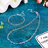 1 Set Brass Heart Link Chain Bracelet & Necklace SJEW-TA0001-05-5