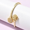 Brass Micro Pave Clear Cubic Zirconia Cuff Bangles for Women BJEW-F526-09G-1