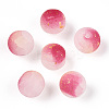 Frosted Baking Paint Crackle Glass Beads with Glitter Powder DGLA-T004-8mm-01A-2
