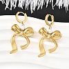 Bowknot 304 Stainless Steel Plstic Imitation Pearl Hoop Earrings for Women EJEW-U068-03G-1
