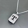 Rectangle with Laser Cut Letter 201 Stainless Steel Initial Pendant Necklaces WGA5E8C-20-1