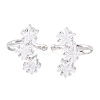 Brass Micro Pave Clear Cubic Zirconia Cuff Earrings EJEW-G471-40P-4
