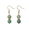 Round Natural Green Aventurine Dangle Earrings EJEW-JE06465-2