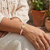 Metal Medals & Natural Rose Quartz Beaded Adjustable Bracelets YO1072-3