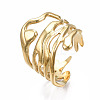 304 Stainless Steel Wave Open Cuff Ring LS-RJEW-T023-31G-3