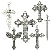 6Pcs 6 Styles Tibetan Style Alloy Cross Pendants FIND-FS0002-57-1