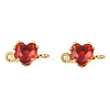 Brass Pave Cubic Zirconia Heart Connector Charms KK-P347-02G-03-2