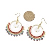 Butterfly & Ring Freshwater Shell & Glass Seed Beads Dangle Earrings EJEW-MZ00163-3