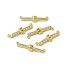 Rack Plating Brass Micro Pave Clear Cubic Zirconia Connector Charms KK-C007-37G-E-1