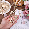 28Pcs 4 Styles Christmas Theme Wood Round Beaded with Word Pendant Decorations with Jute Cord HJEW-CA00079-3