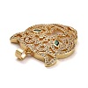 Brass Micro Pave Clear & Green Cubic Zirconia Pendants ZIRC-E165-12G-3