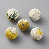 Round with Flower Food Grade Eco-Friendly Silicone Beads SIL-WH0006-21E-1