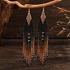 Bohemian Vintage Handmade Glass Seed Beads Rhombus Dangle Earrings PE6522-1