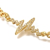 Heartbeat Brass Micro Pave Cubic Zirconia Card Paper Chain Bracelets for Women BJEW-L696-008G-2