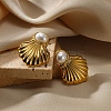 304 Stainless Steel Plastic Pearl Stud Earrings for Women LS-EJEW-Z092-04G-1