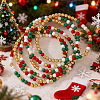 6Pcs Christmas Round Glass & Brass Beaded Stretch Bracelet Sets HE1918-1-3
