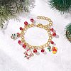 Christmas Alloy Enamel Charm Bracelets BJEW-JB12076-02-1