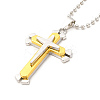 Alloy Cross Pandant Necklace with Ball Chains LS-NJEW-K245-001C-1