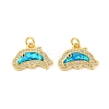 Brass Micro Pave Cubic Zirconia with Synthetic Opal Pendants KK-D096-06A-G-1